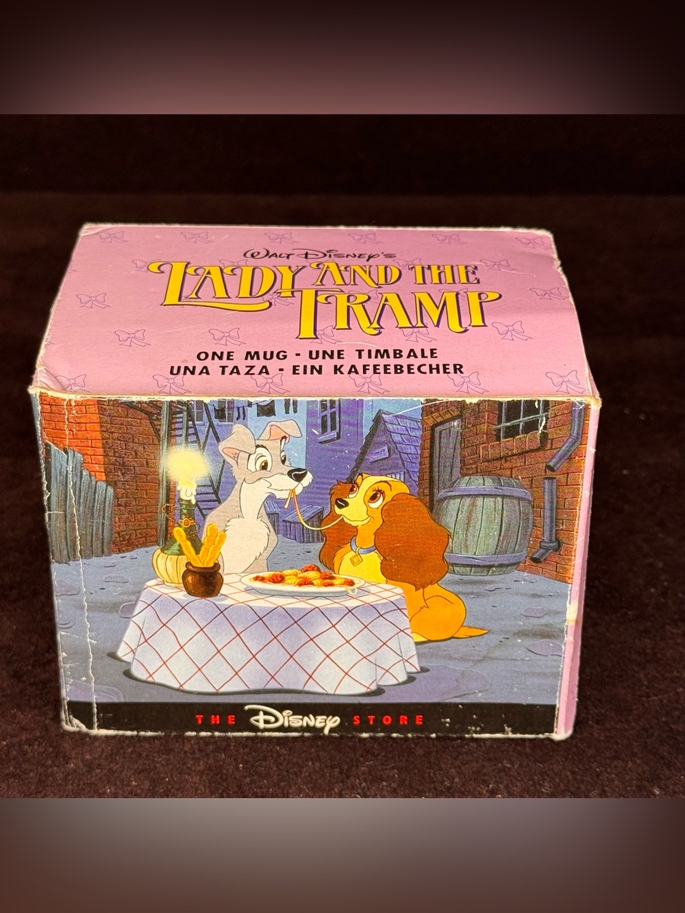 Vintage 90s Disney Store Lady and the Tramp Ceramic Coffee Mug with Original Box